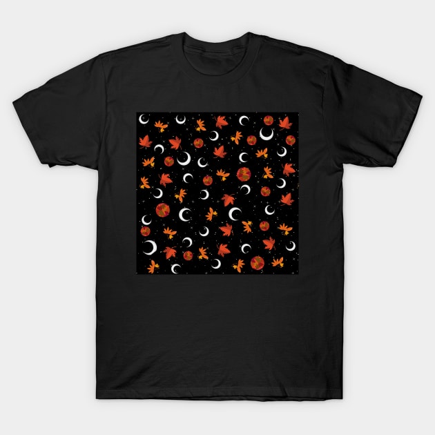 Autumn Moon Maple pattern T-Shirt by Sierraillustration